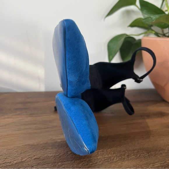 Zara Two-Tone Suede Ankle Strap Pointy Toe 3” Blue Heels - Picture 6 of 8